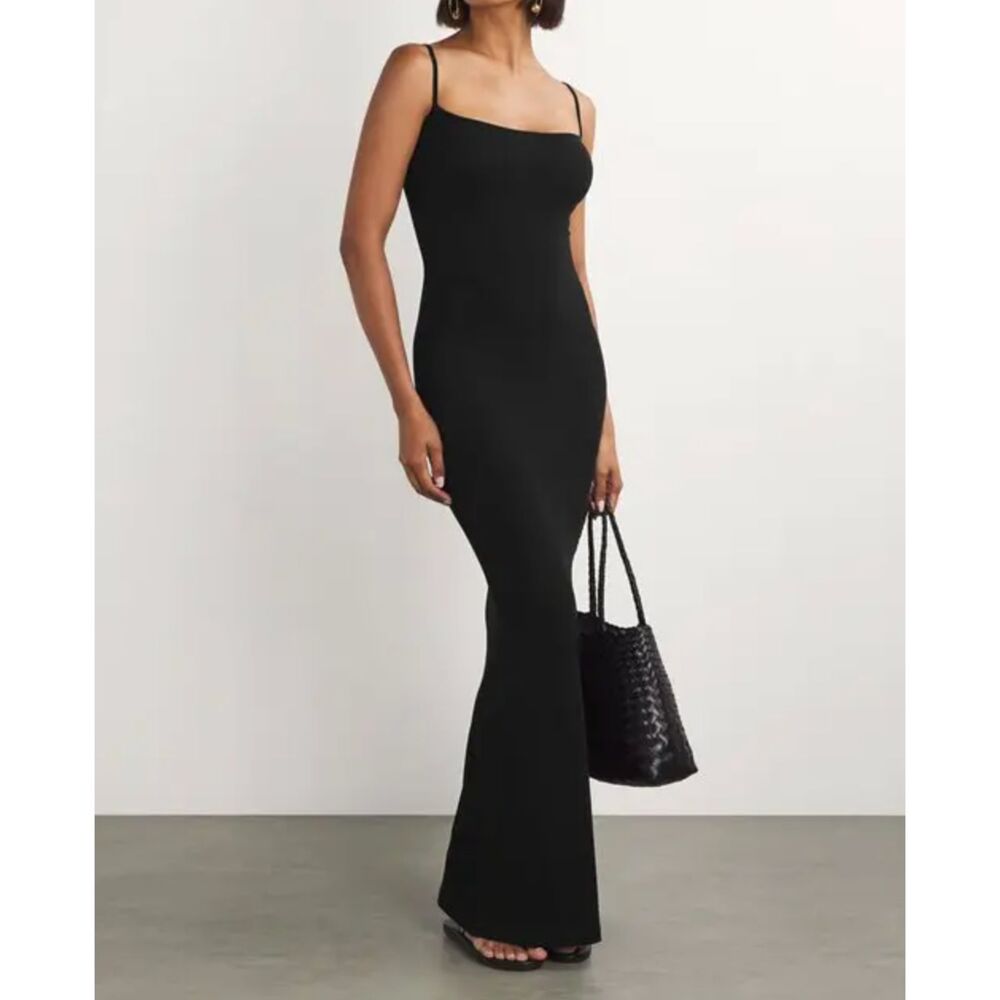 SKIMS Soft Lounge Ribbed Maxi Dress Black Small